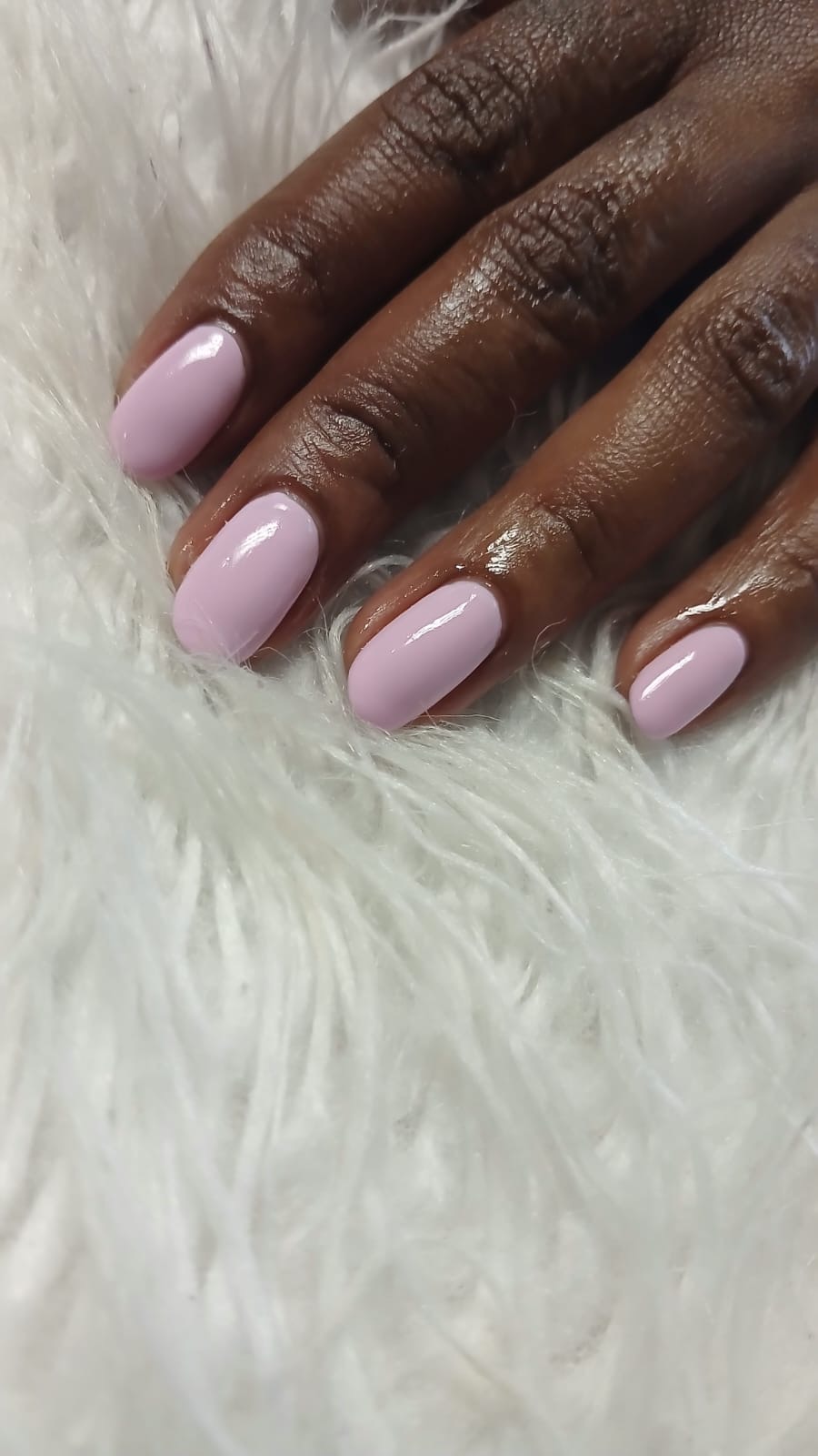 Soft pink rounded gel manicure